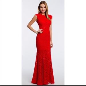 Betsy & Adam Red Lace Gown